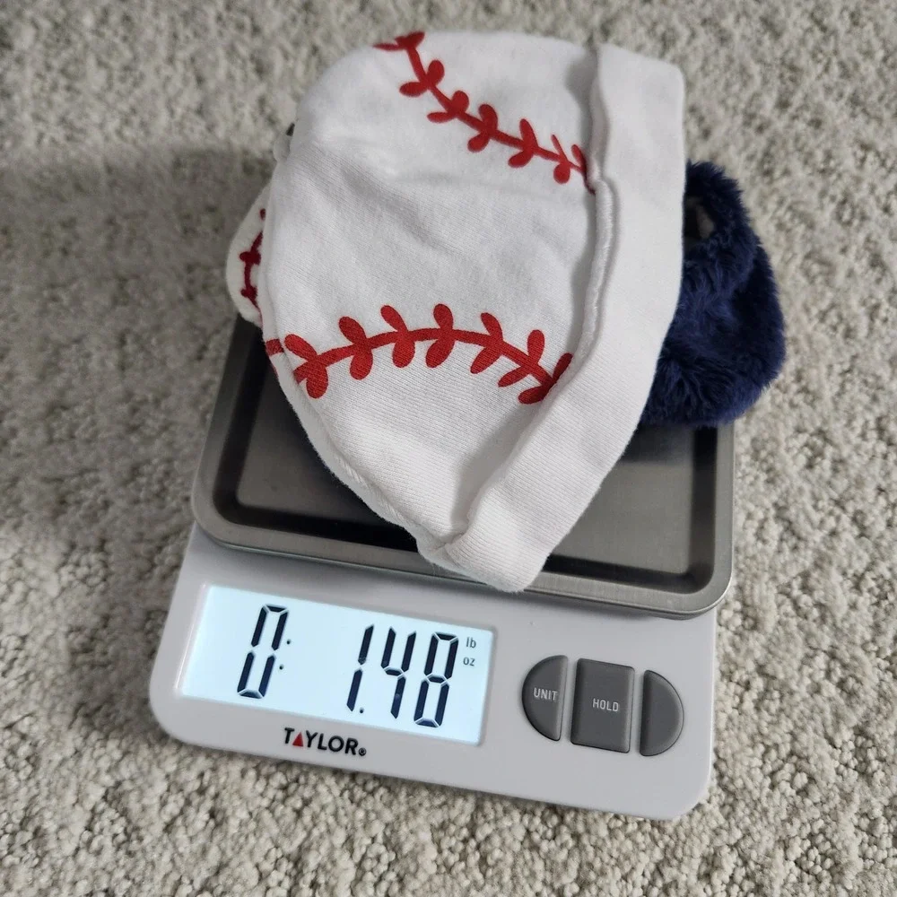 Baby‎ Baseball Hat and Fuzzy Booties Set size 0-6M White Navy Red